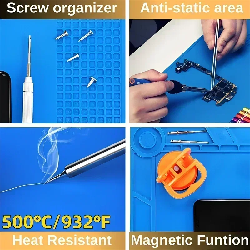 Magnetische Matte Silikon Reparaturmatte Platine Lötpad Hitzebeständig 932 ° F Antistatisch für die ESD-Telefonreparatur aus Eisen - Image 4